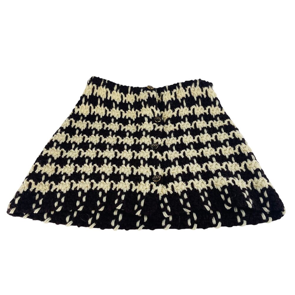 Handmade Yarn BOHO Skirt Brown / Cream; See Measurements